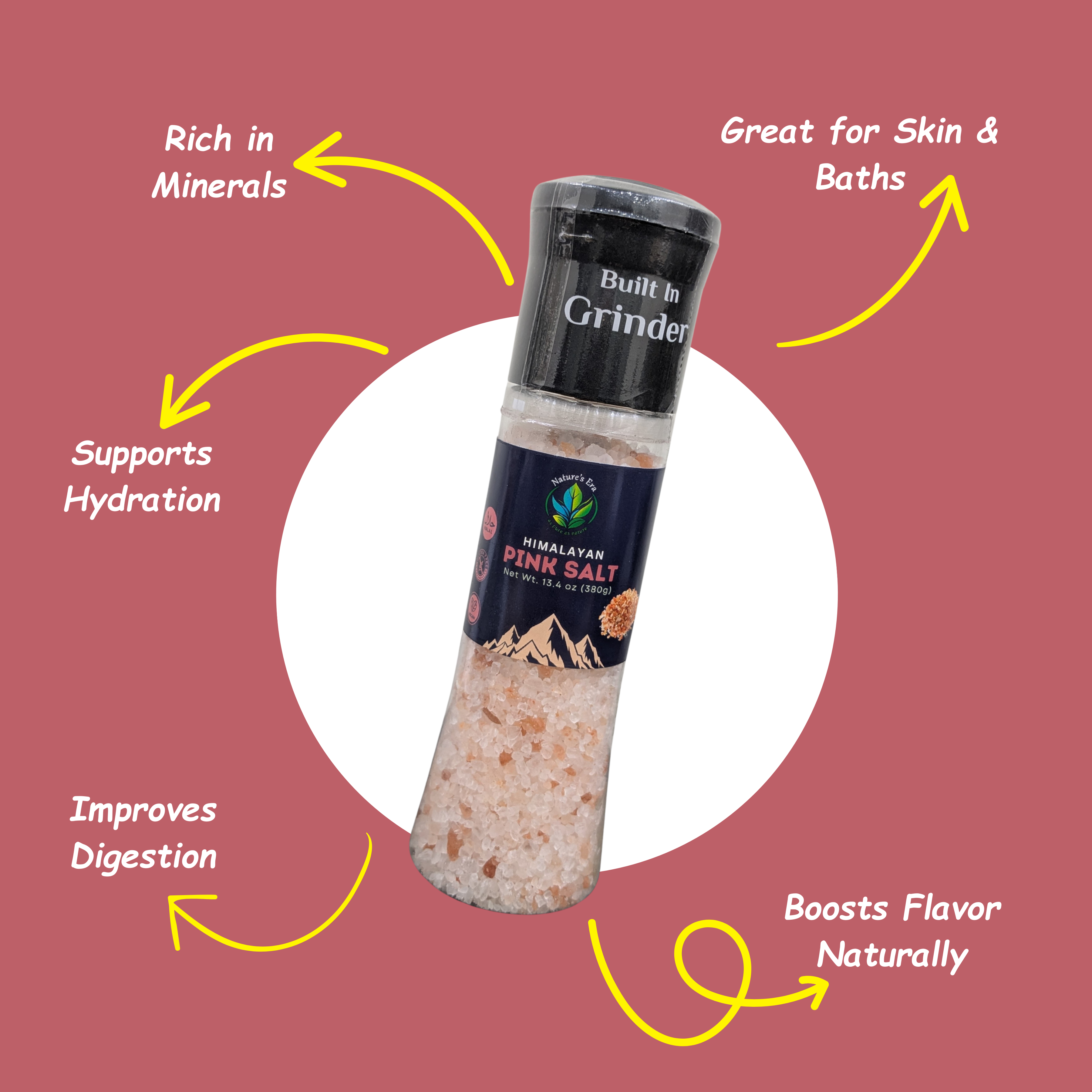 Pink Himalayan Salt Grinder  | 100% Natural